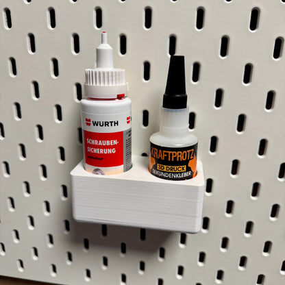 IKEA Skadis Halterung Würth Schraubensicherung und Kraftprotz Sekundenkleber