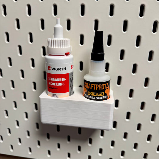 IKEA Skadis Halterung Würth Schraubensicherung und Kraftprotz Sekundenkleber